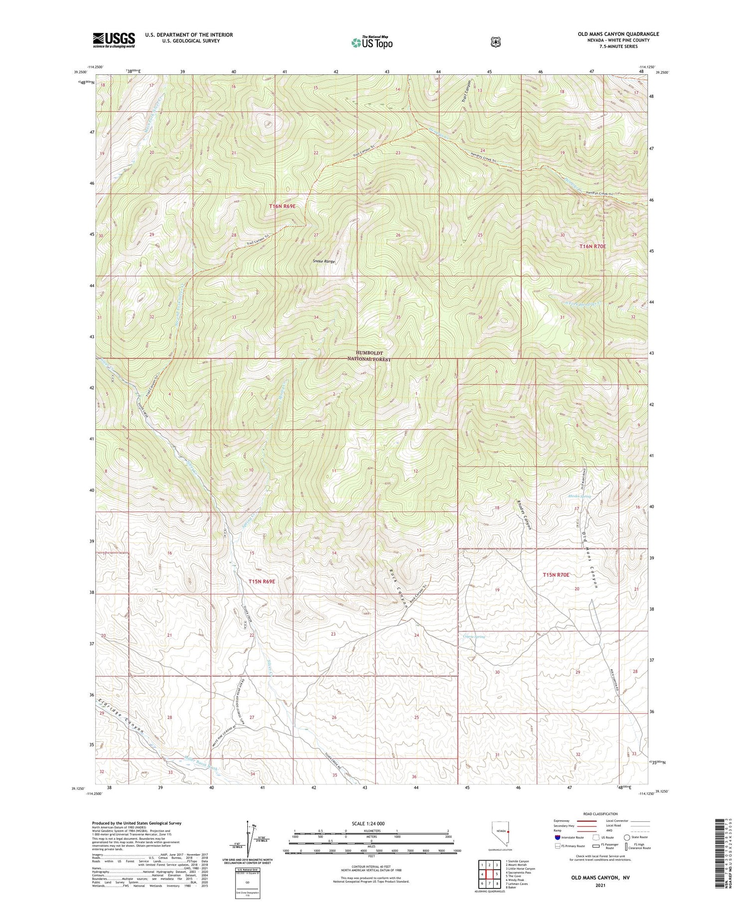 Old Mans Canyon Nevada US Topo Map Image