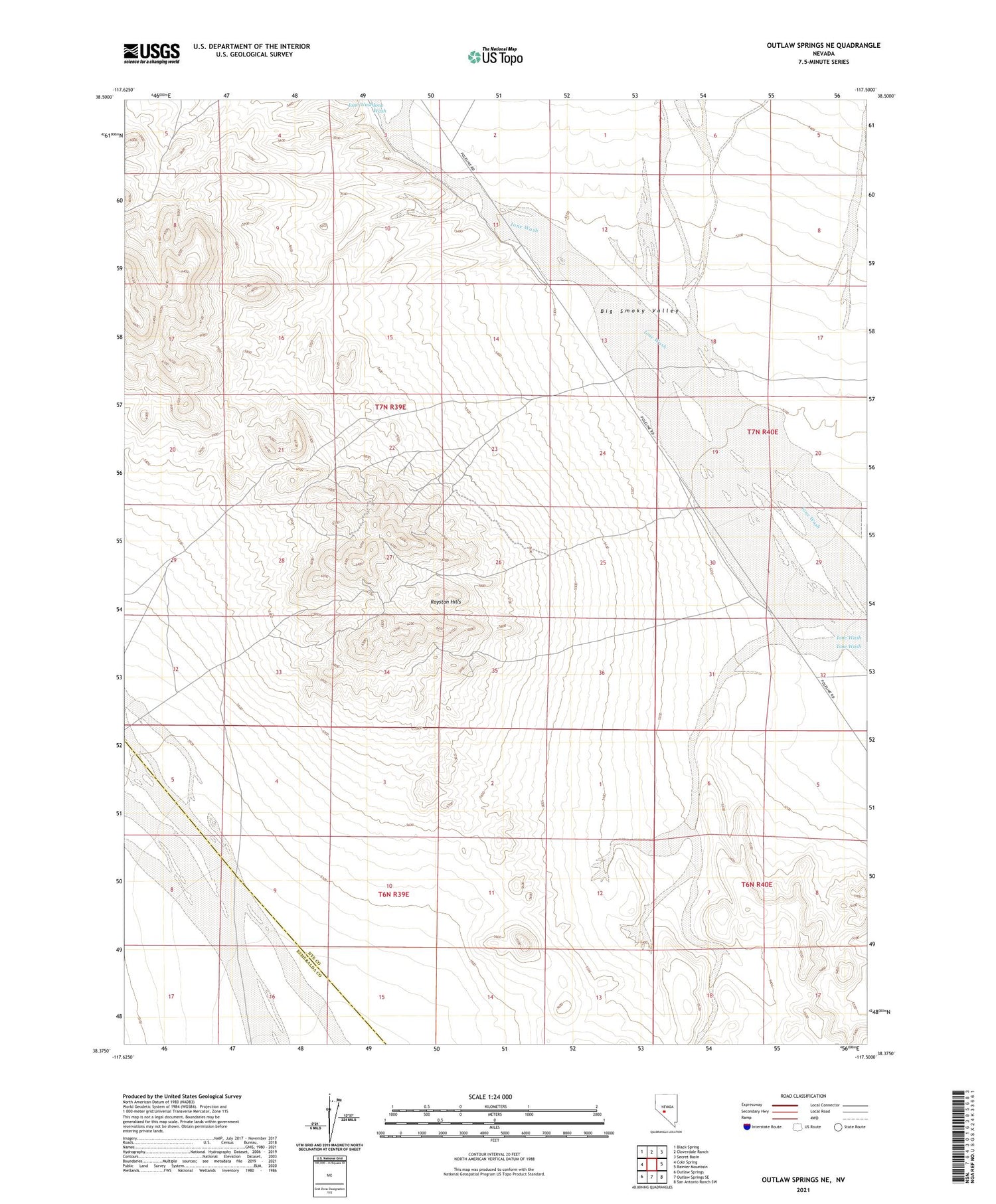 Outlaw Springs NE Nevada US Topo Map Image