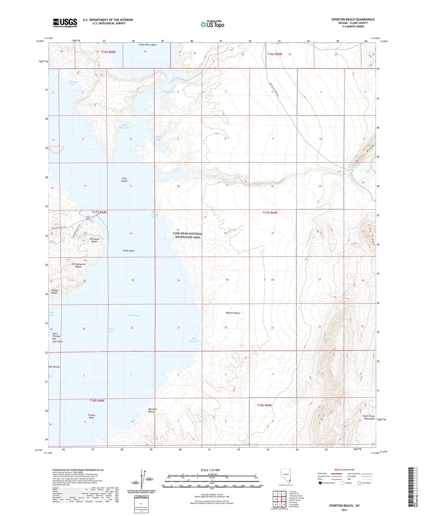 Overton Beach Nevada US Topo Map Image