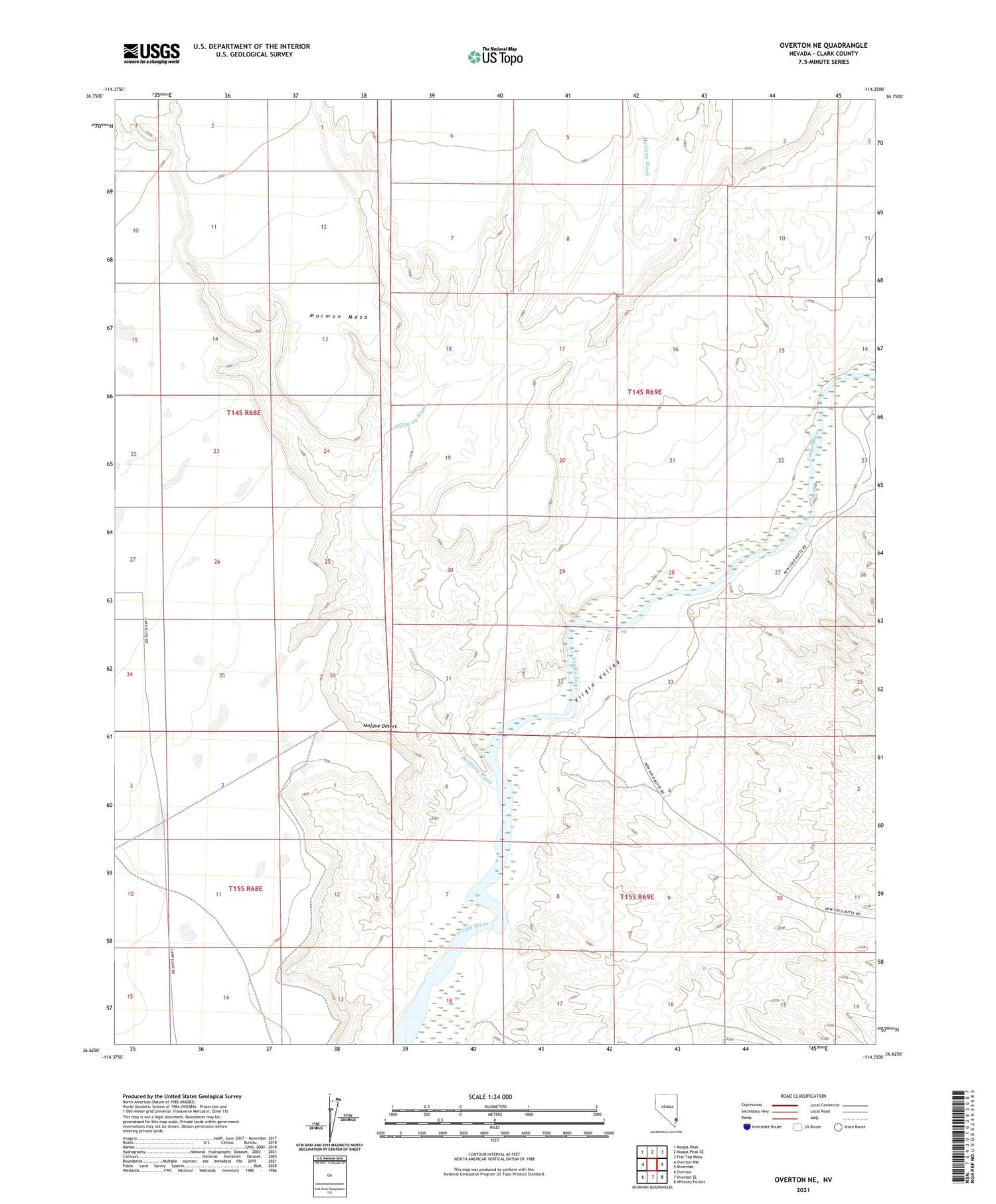 Overton NE Nevada US Topo Map Image