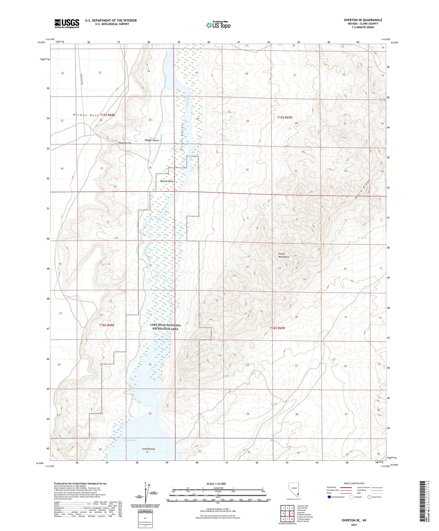 Overton SE Nevada US Topo Map Image