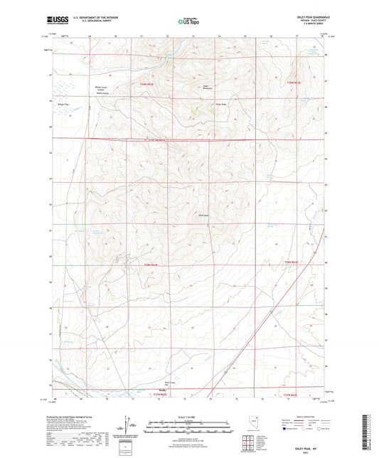 Oxley Peak Nevada US Topo Map Image