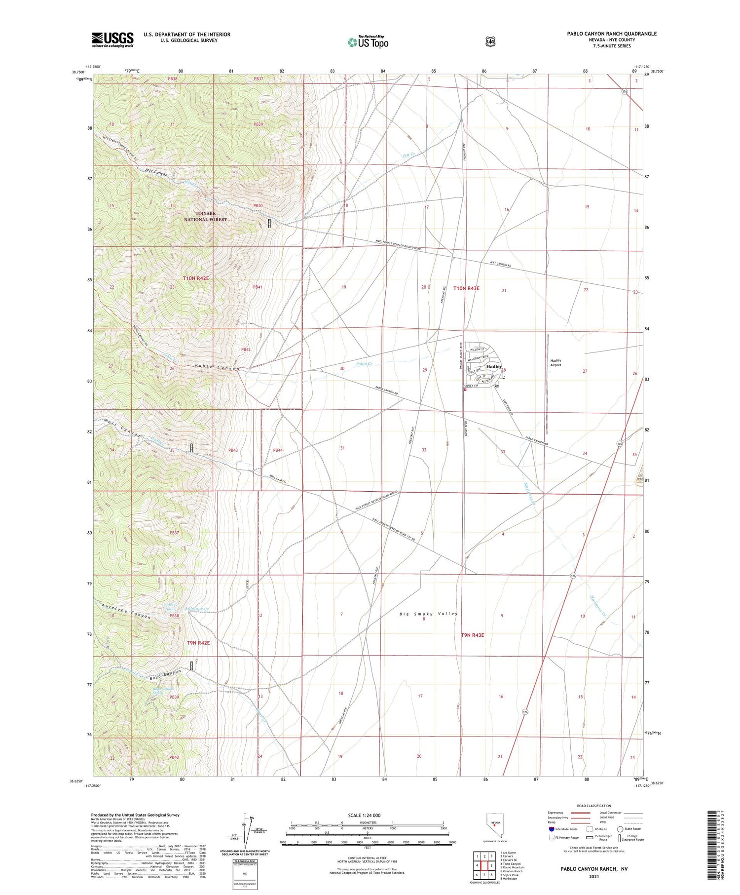 Pablo Canyon Ranch Nevada US Topo Map Image
