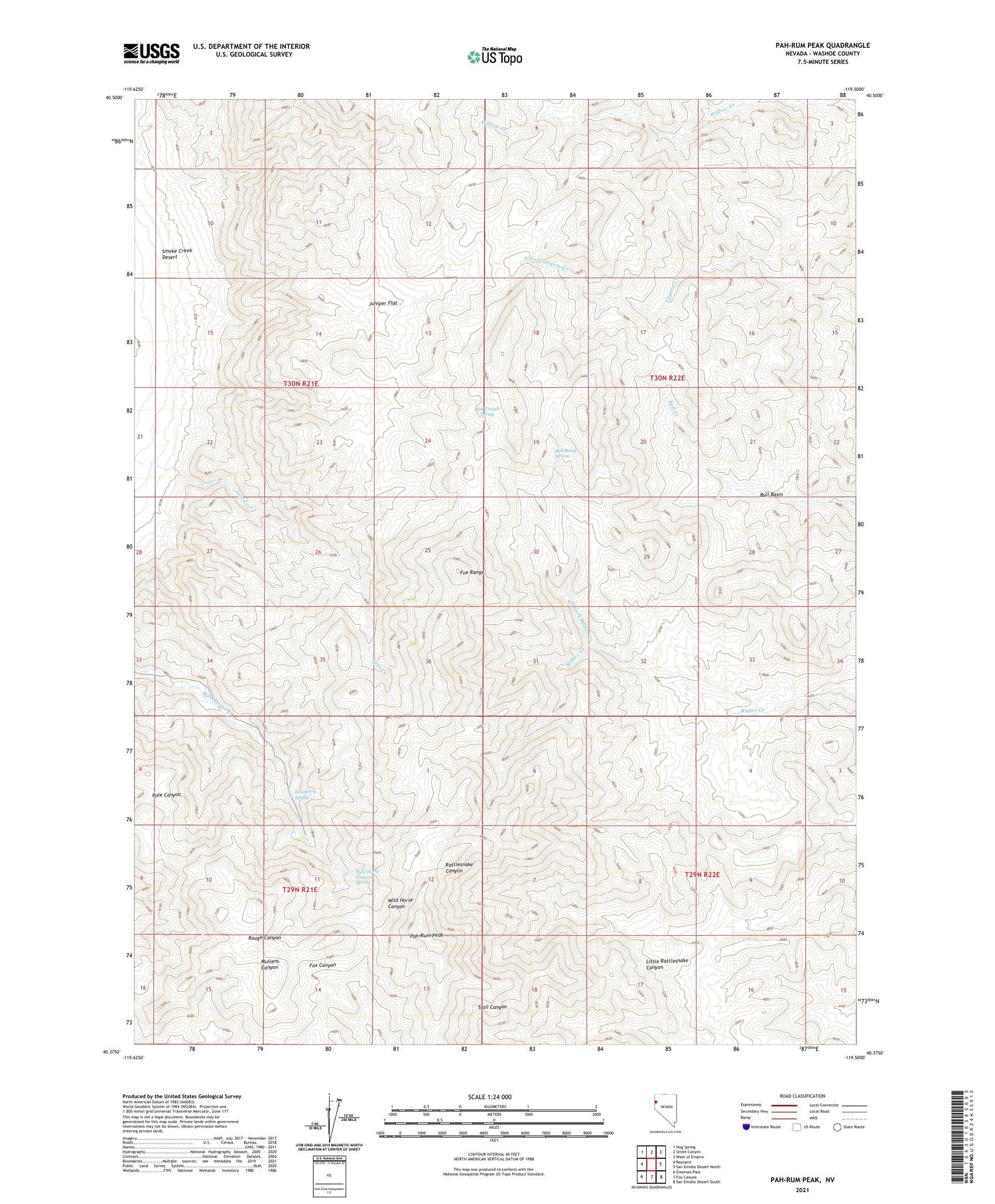 Pah-Rum Peak Nevada US Topo Map Image