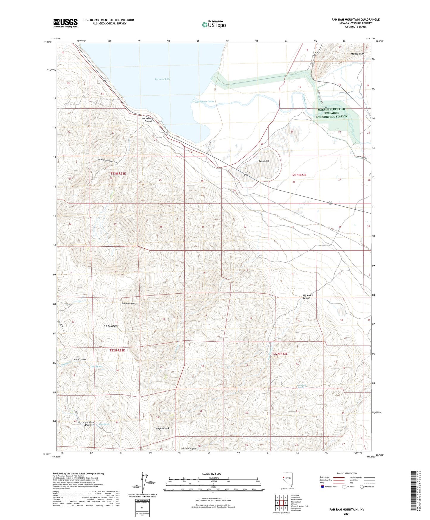 Pah Rah Mountain Nevada US Topo Map Image