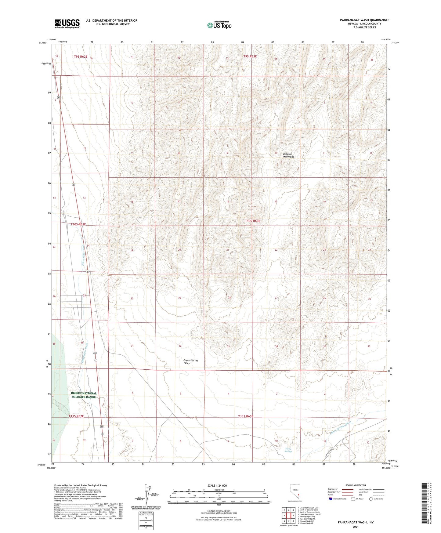 Pahranagat Wash Nevada US Topo Map Image