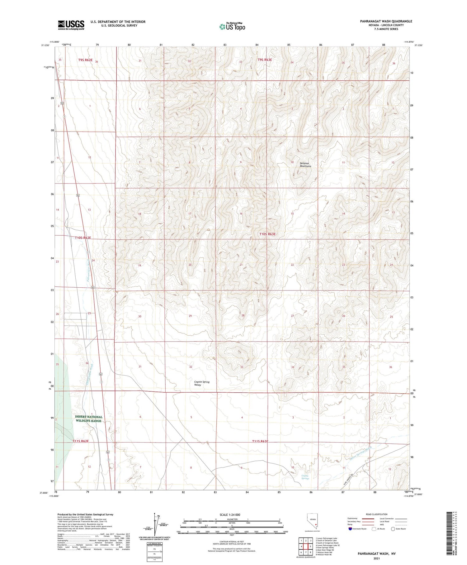 Pahranagat Wash Nevada US Topo Map Image