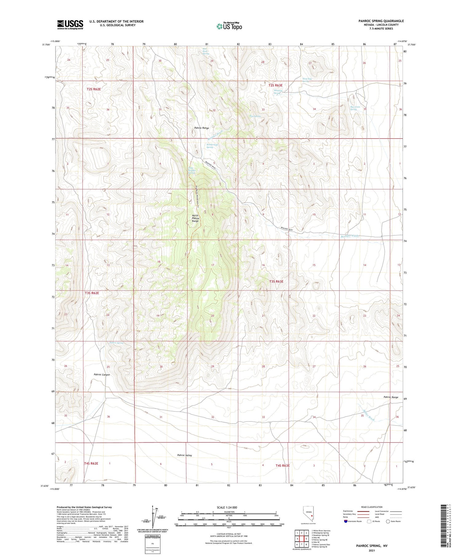 Pahroc Spring Nevada US Topo Map Image