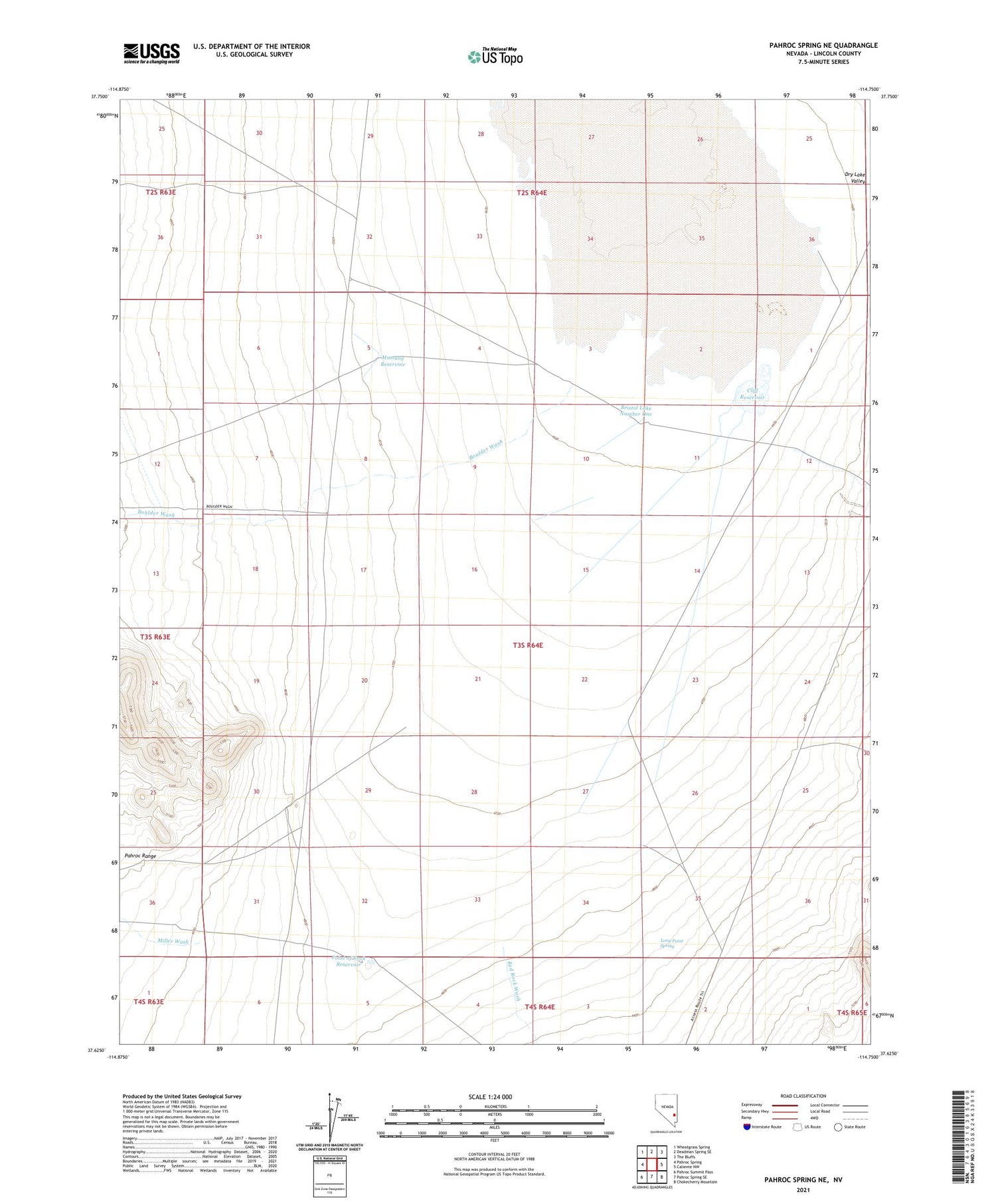 Pahroc Spring NE Nevada US Topo Map Image