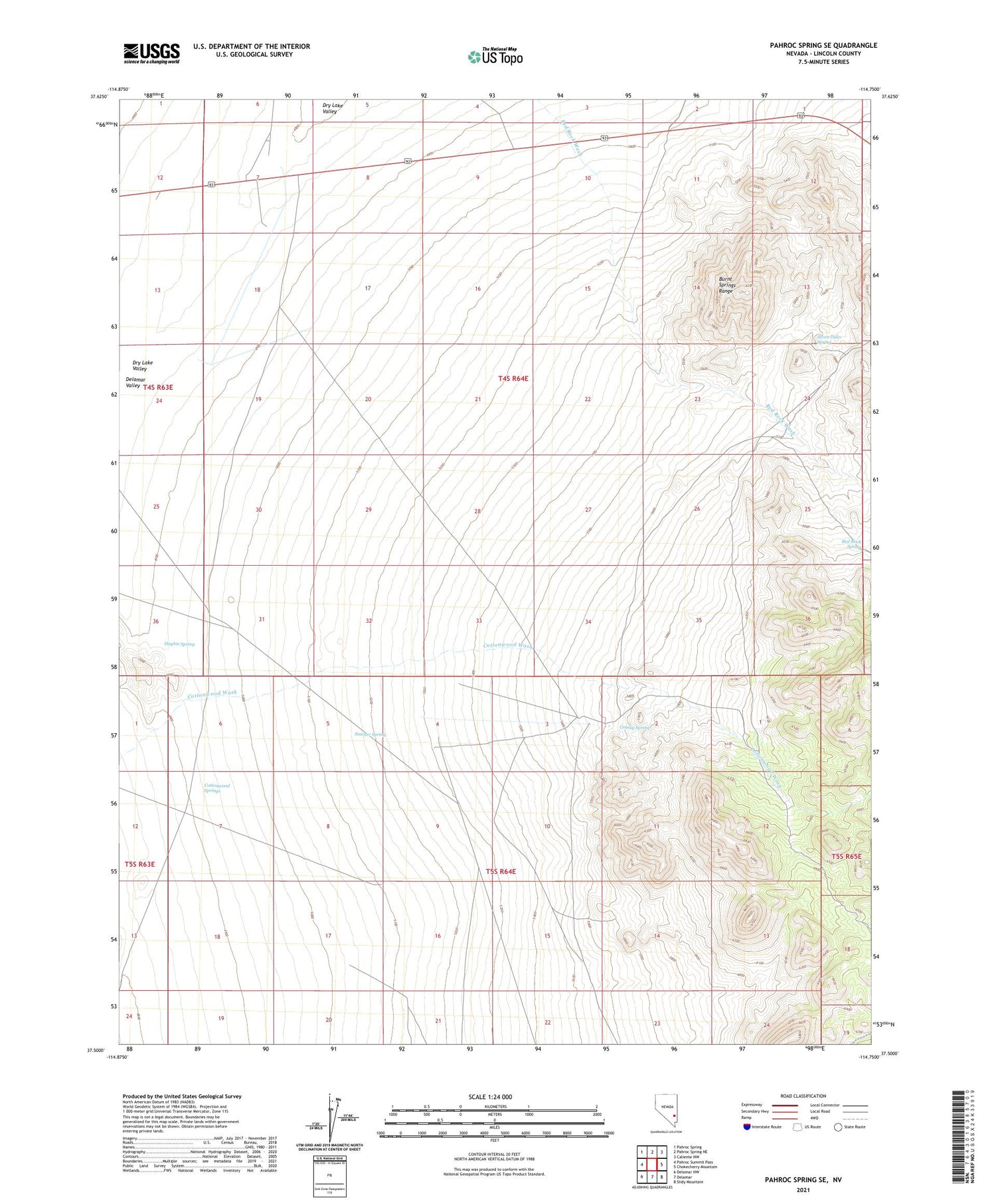 Pahroc Spring SE Nevada US Topo Map Image