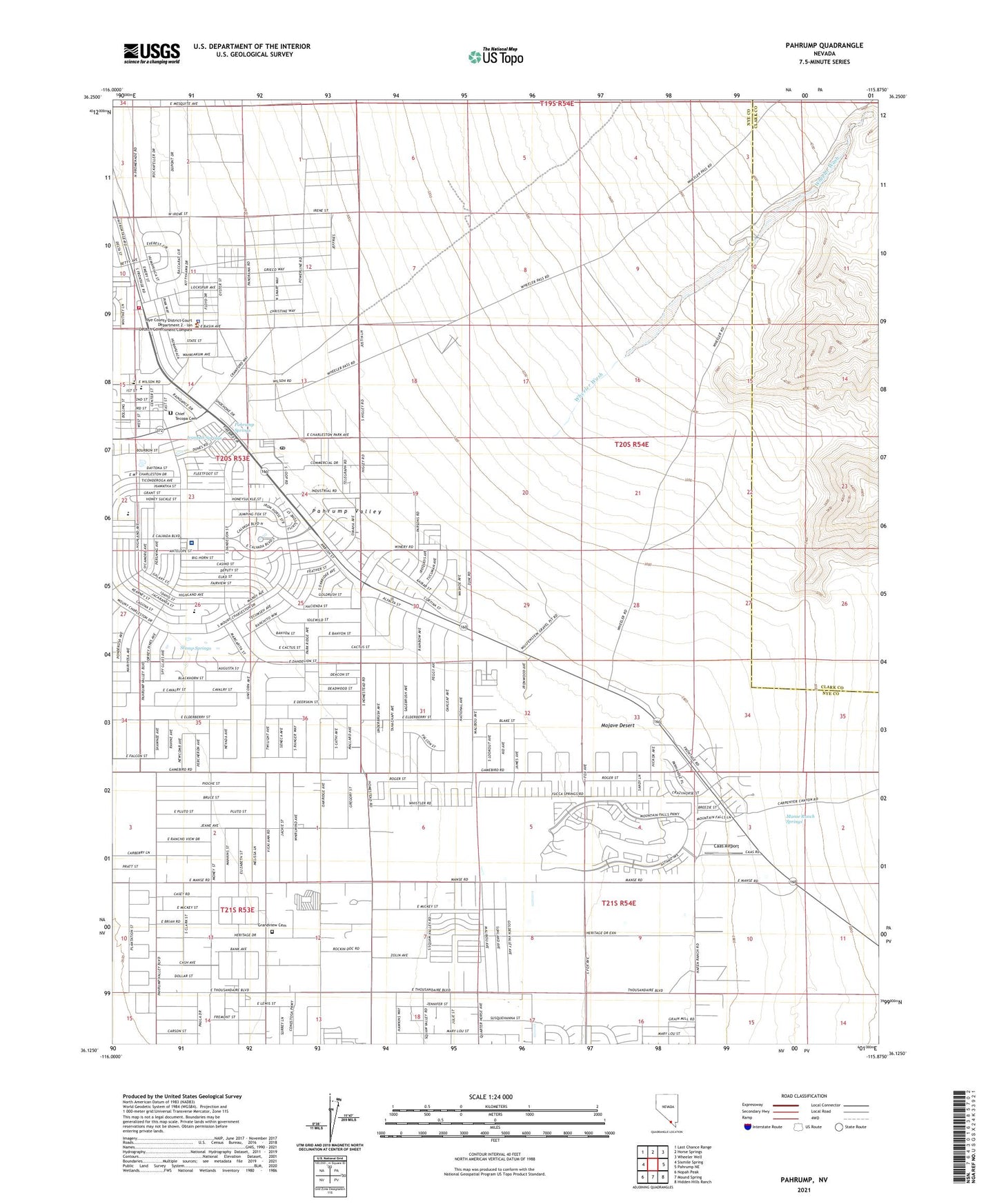 Pahrump Nevada US Topo Map Image