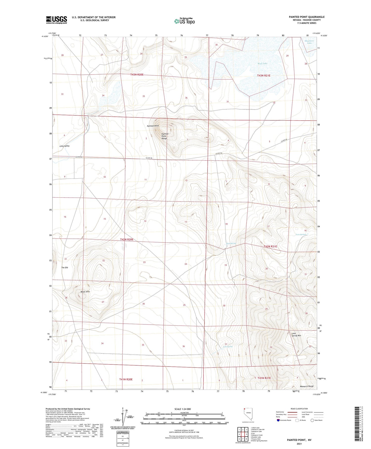 Painted Point Nevada US Topo Map Image