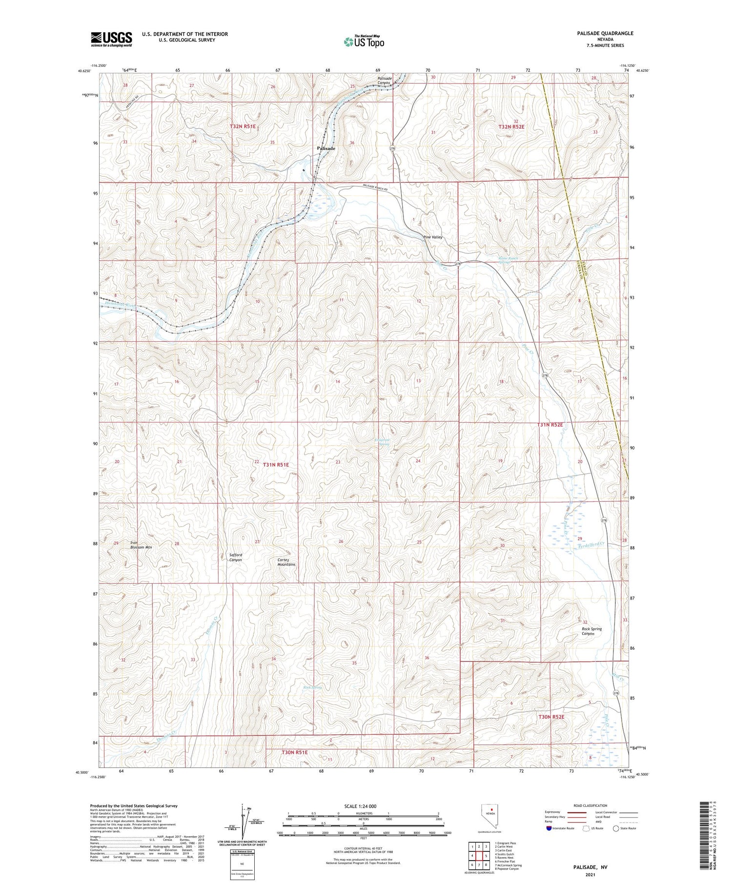 Palisade Nevada US Topo Map Image