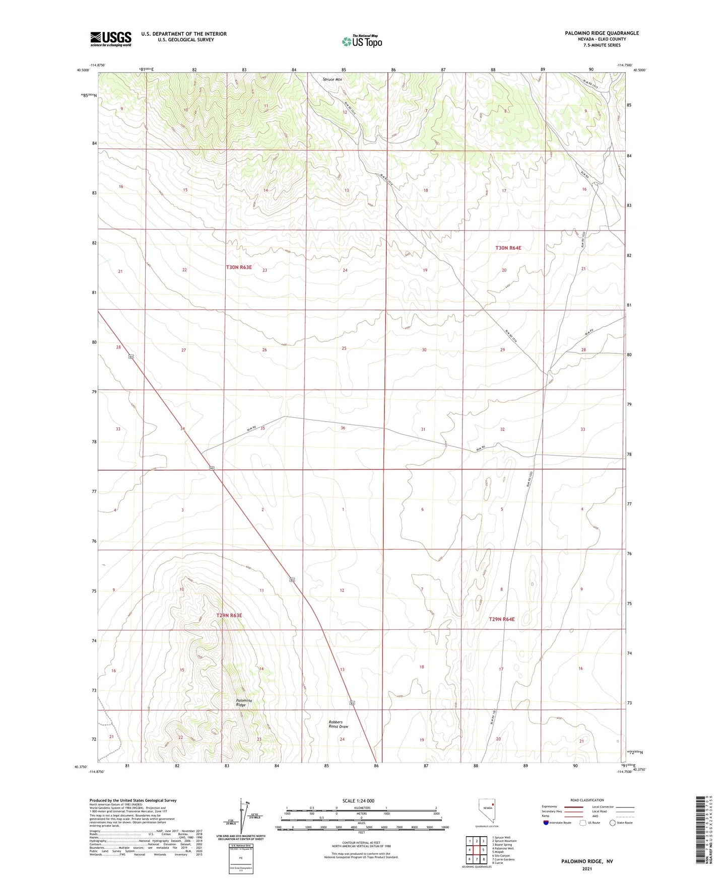Palomino Ridge Nevada US Topo Map Image