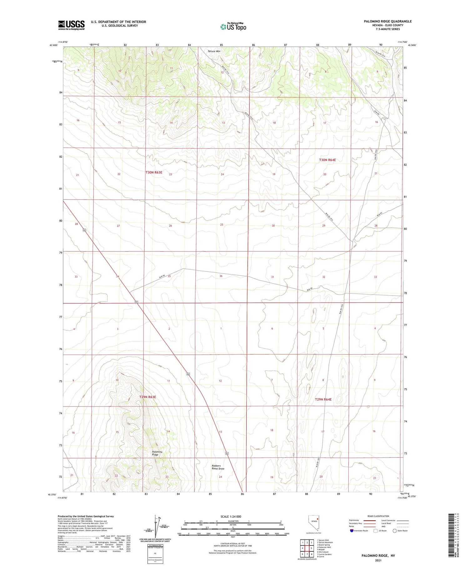 Palomino Ridge Nevada US Topo Map Image