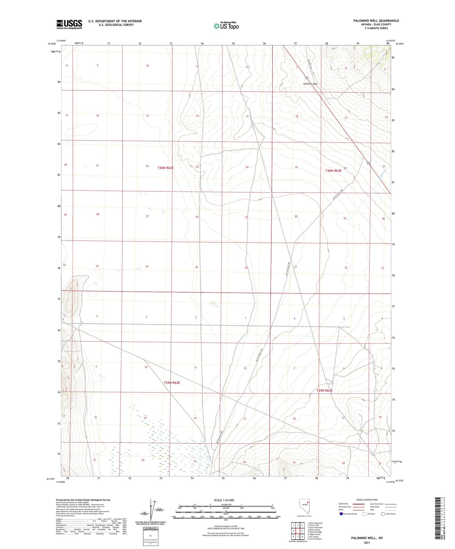 Palomino Well Nevada US Topo Map Image