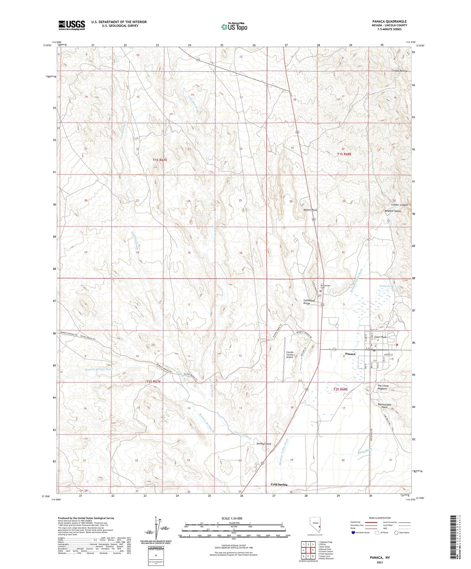 Panaca Nevada US Topo Map Image