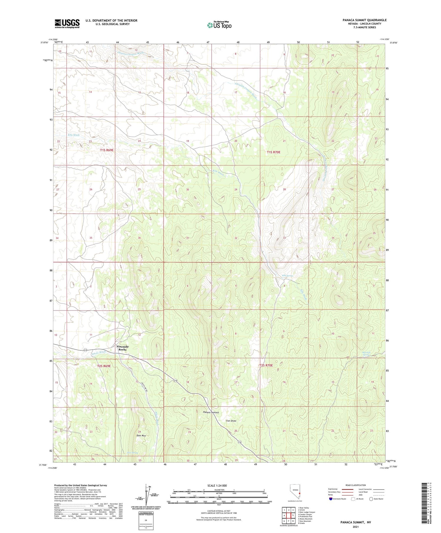 Panaca Summit Nevada US Topo Map Image