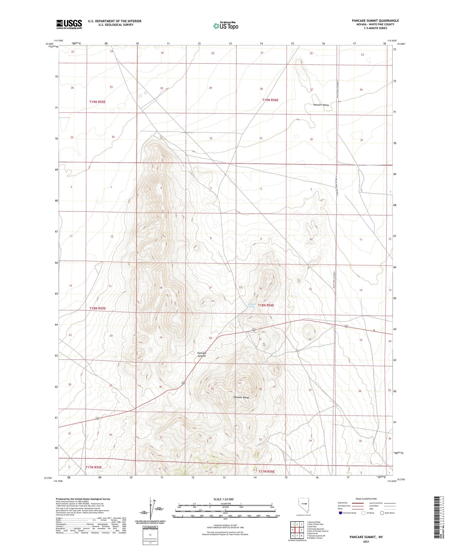 Pancake Summit Nevada US Topo Map Image