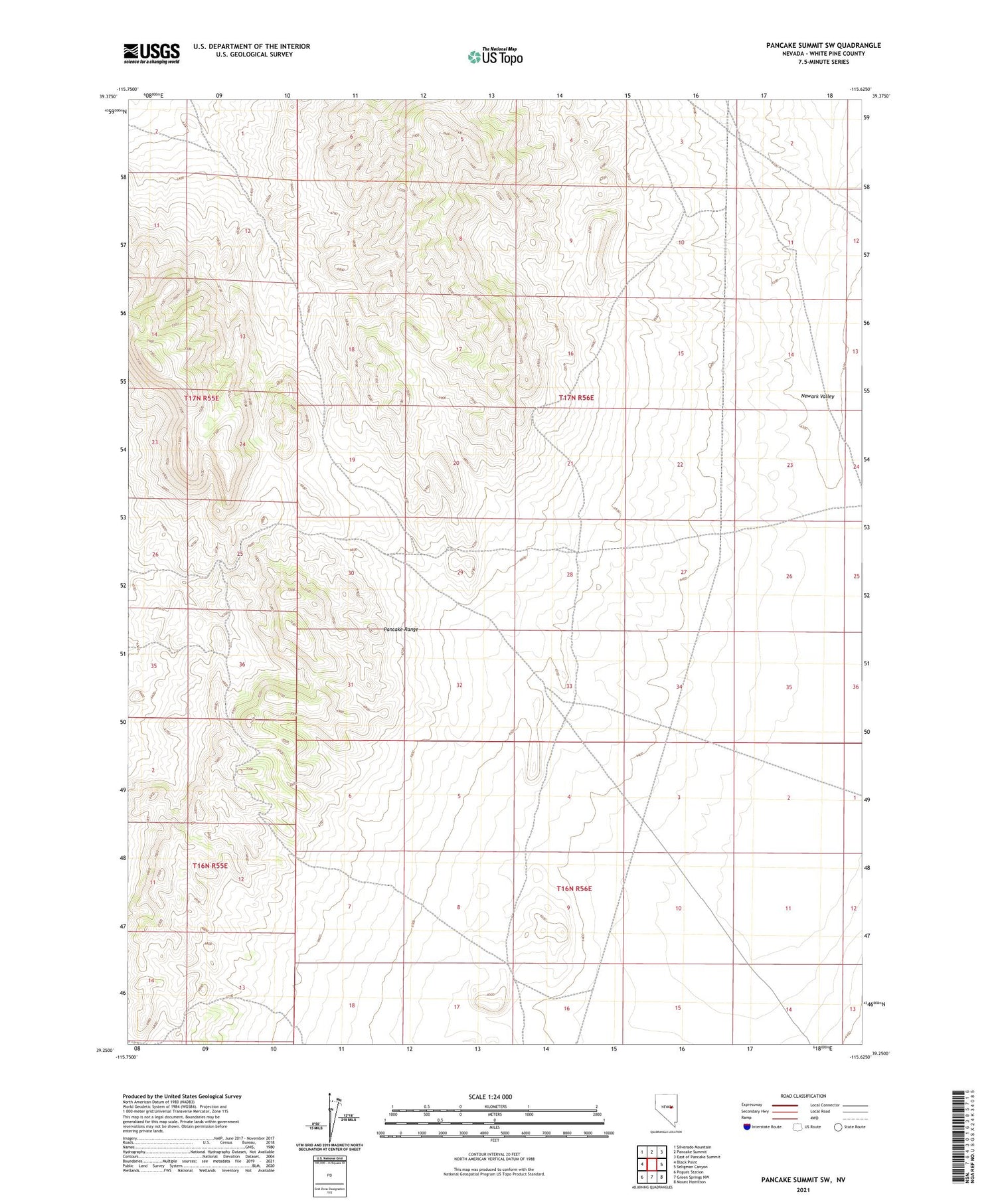 Pancake Summit SW Nevada US Topo Map Image