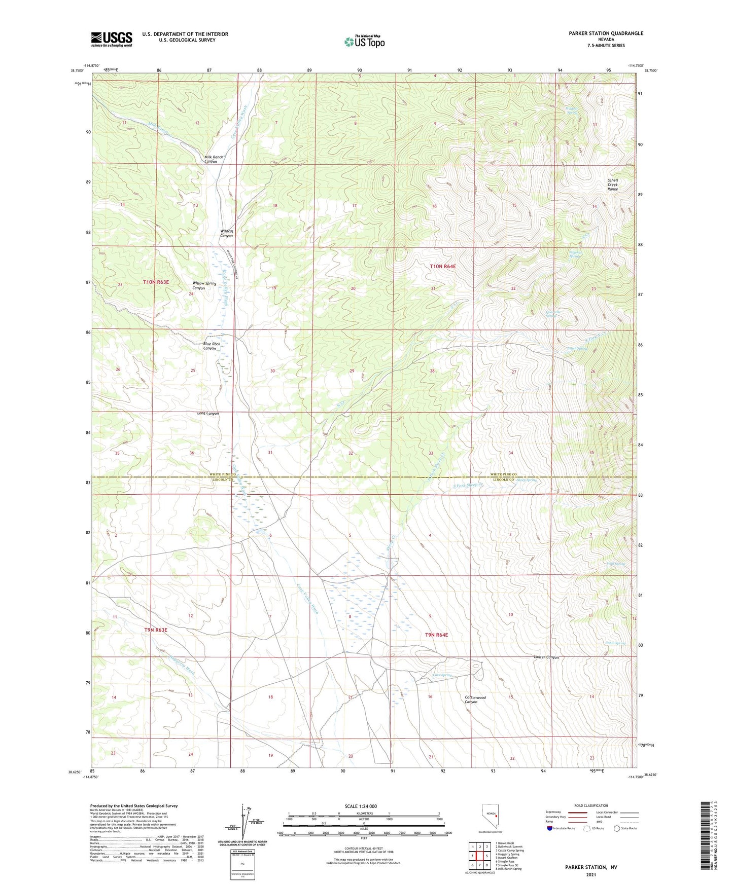 Parker Station Nevada US Topo Map Image