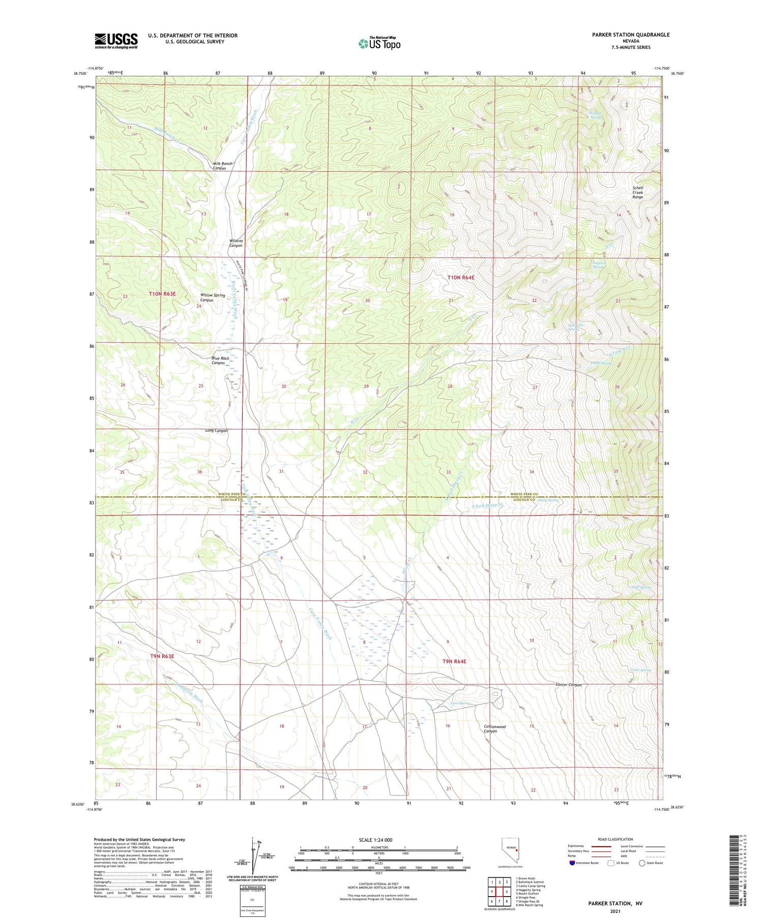 Parker Station Nevada US Topo Map Image