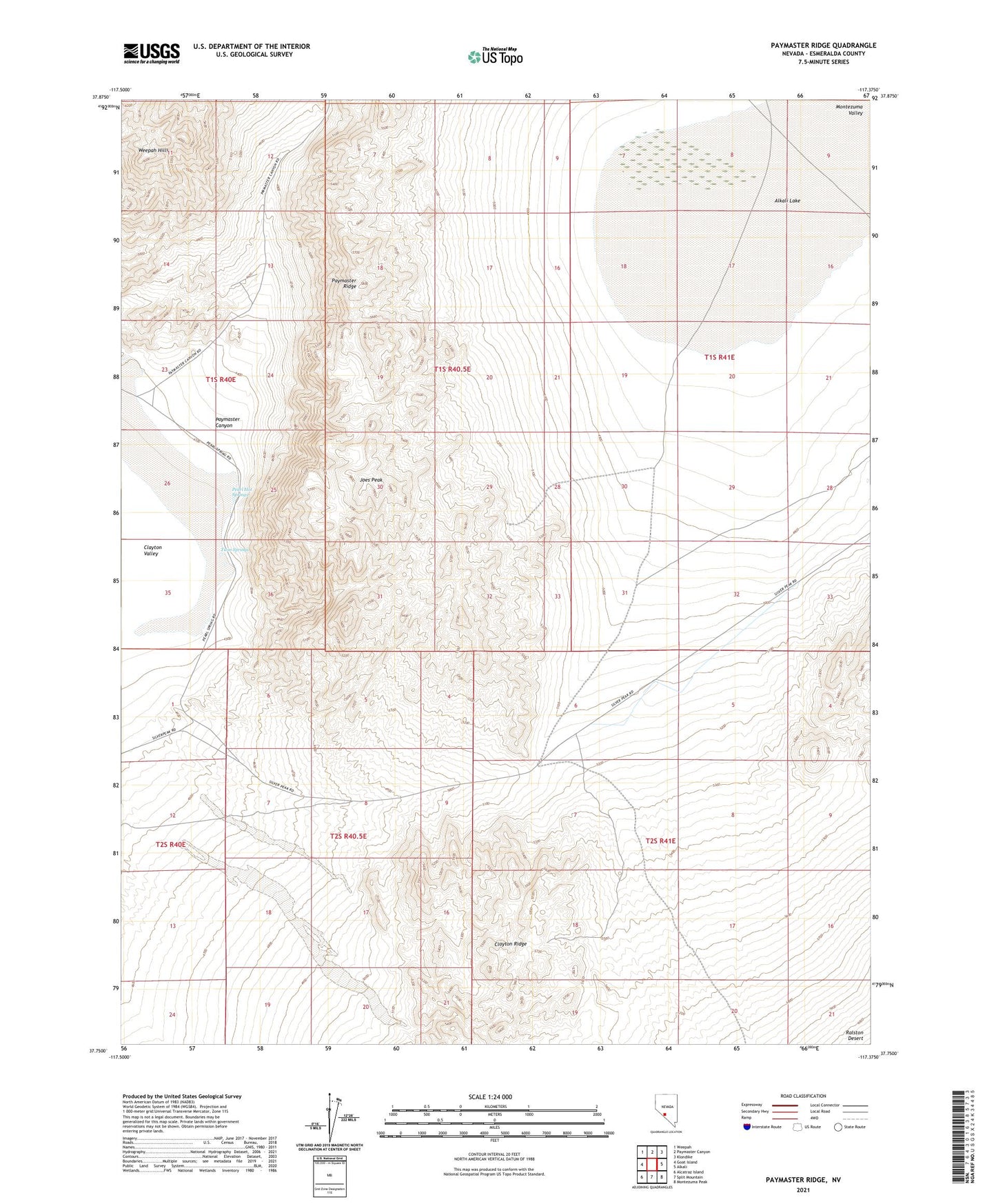 Paymaster Ridge Nevada US Topo Map Image