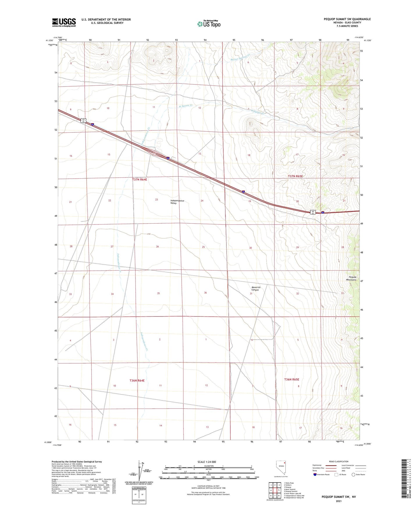 Pequop Summit SW Nevada US Topo Map Image