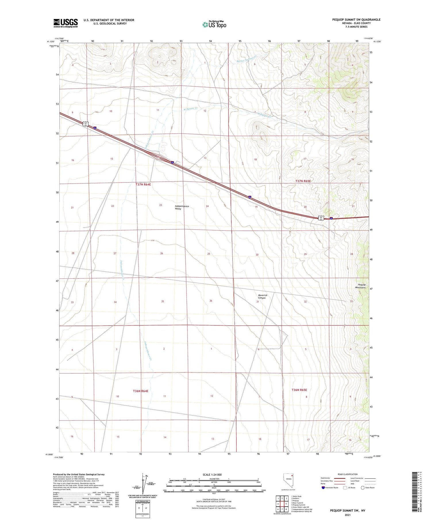 Pequop Summit SW Nevada US Topo Map Image