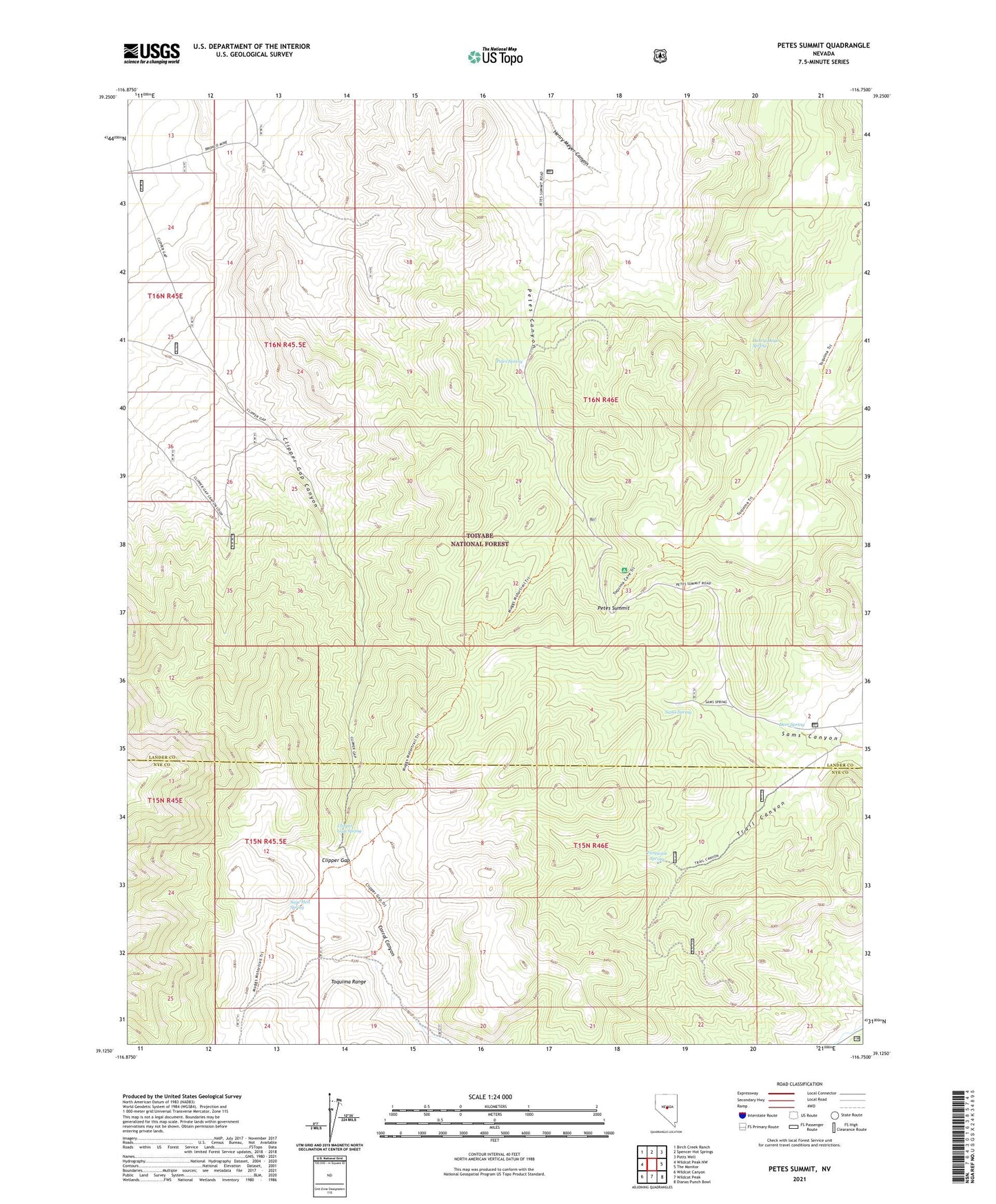 Petes Summit Nevada US Topo Map Image