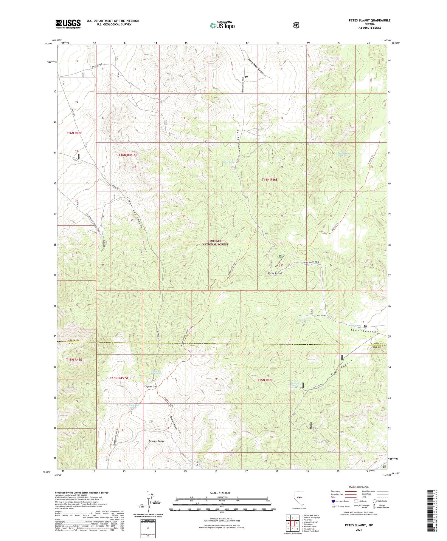 Petes Summit Nevada US Topo Map Image