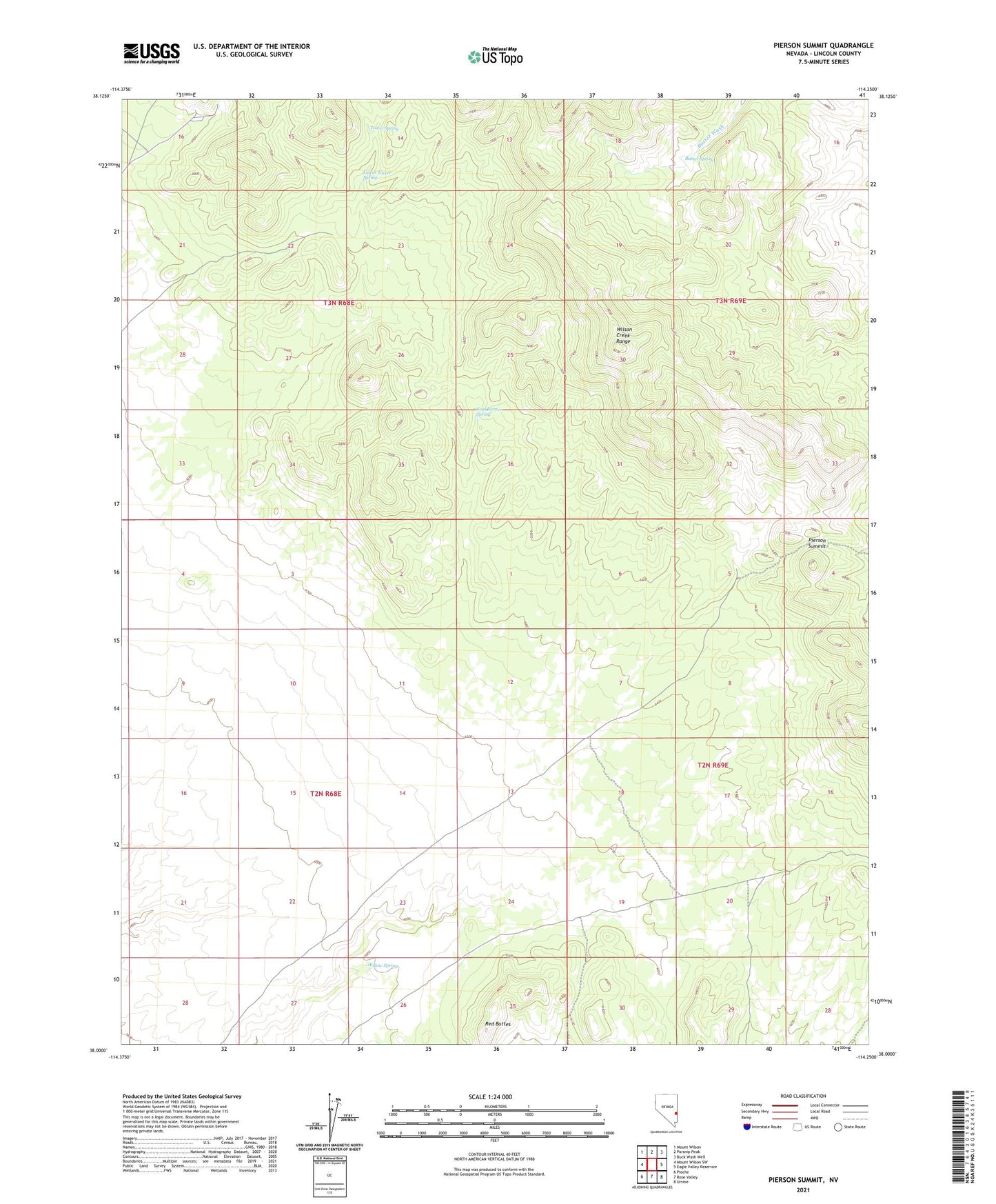 Pierson Summit Nevada US Topo Map Image