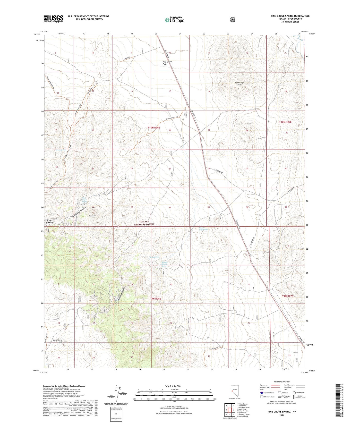 Pine Grove Spring Nevada US Topo Map Image