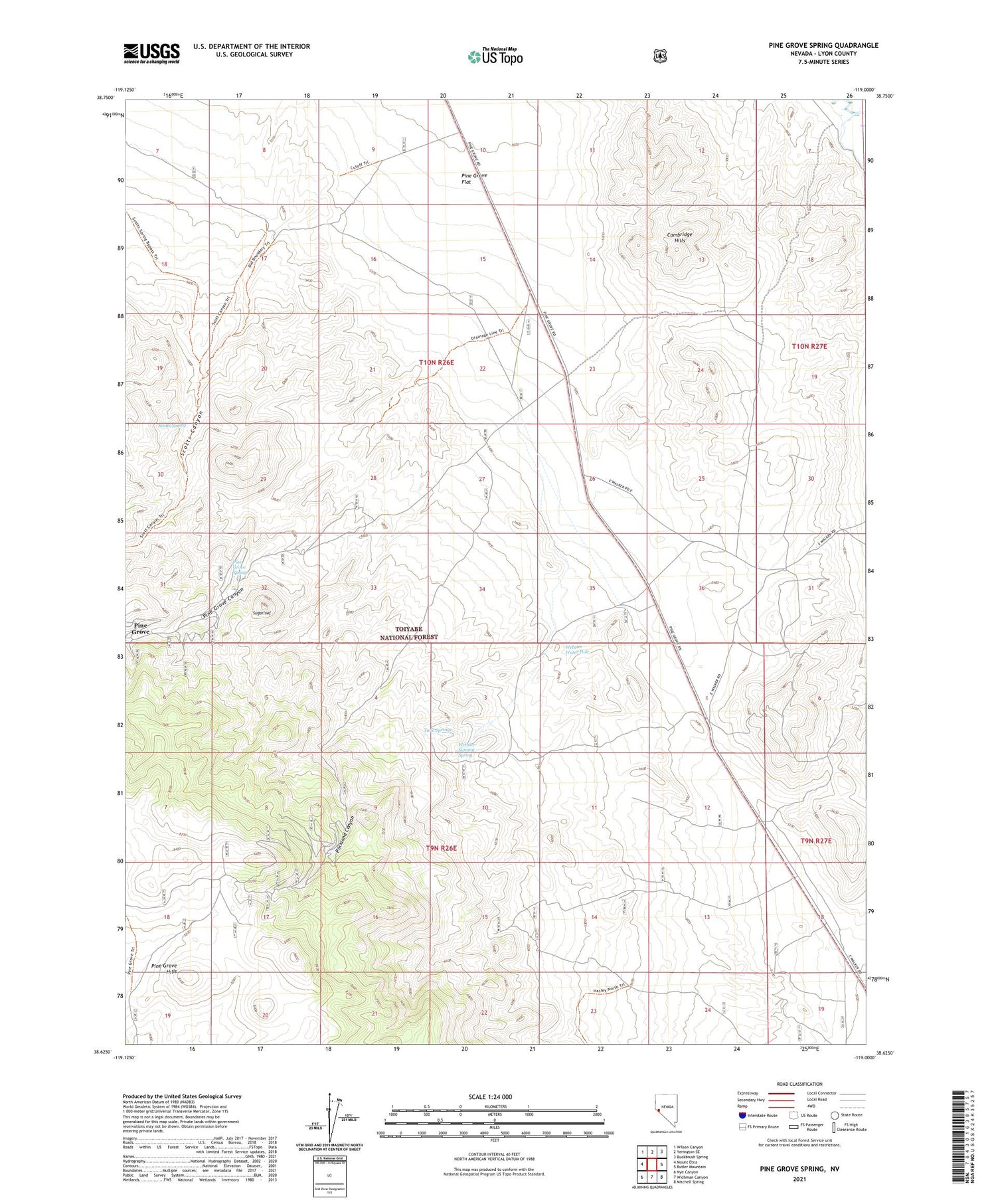 Pine Grove Spring Nevada US Topo Map Image