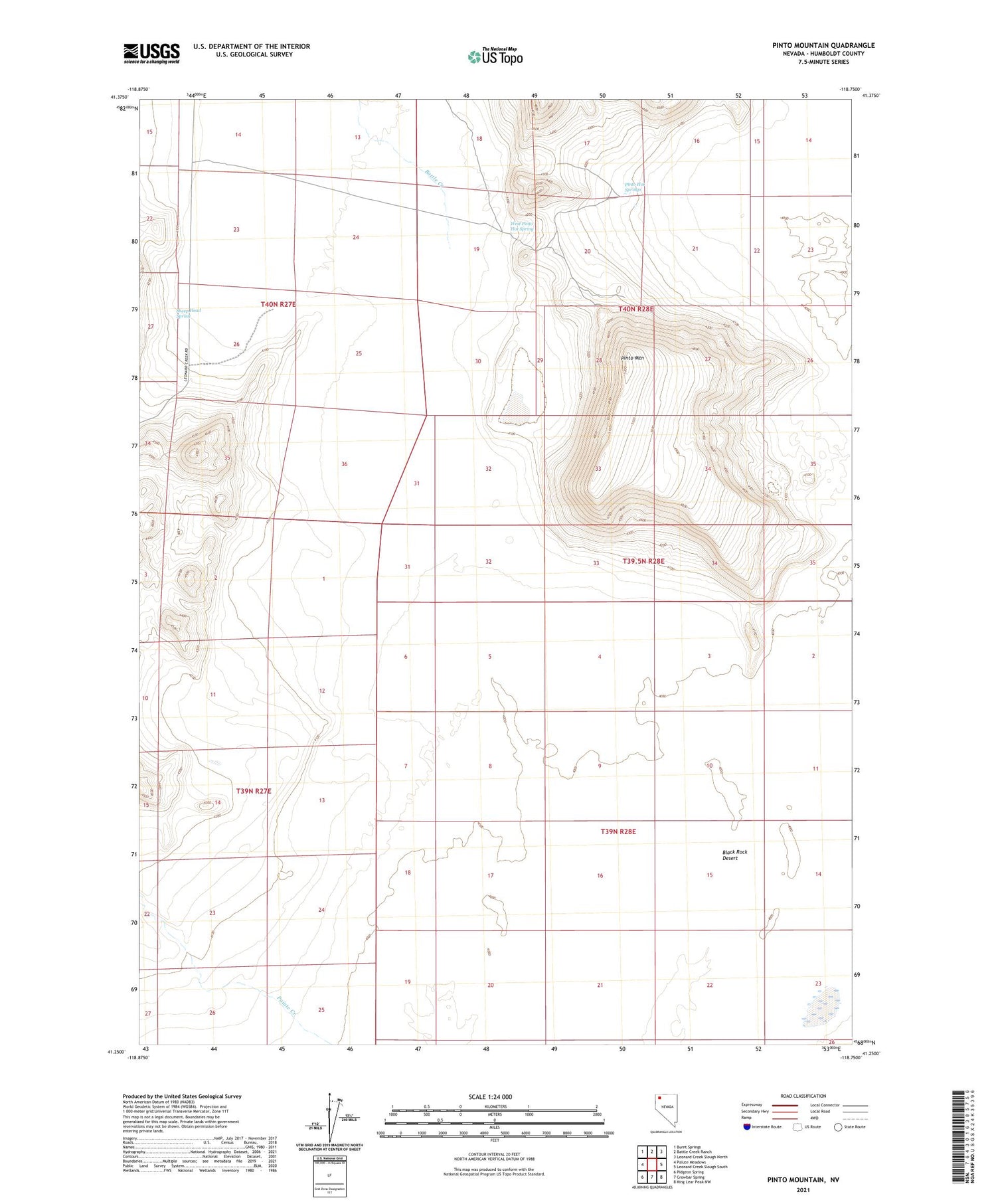 Pinto Mountain Nevada US Topo Map Image