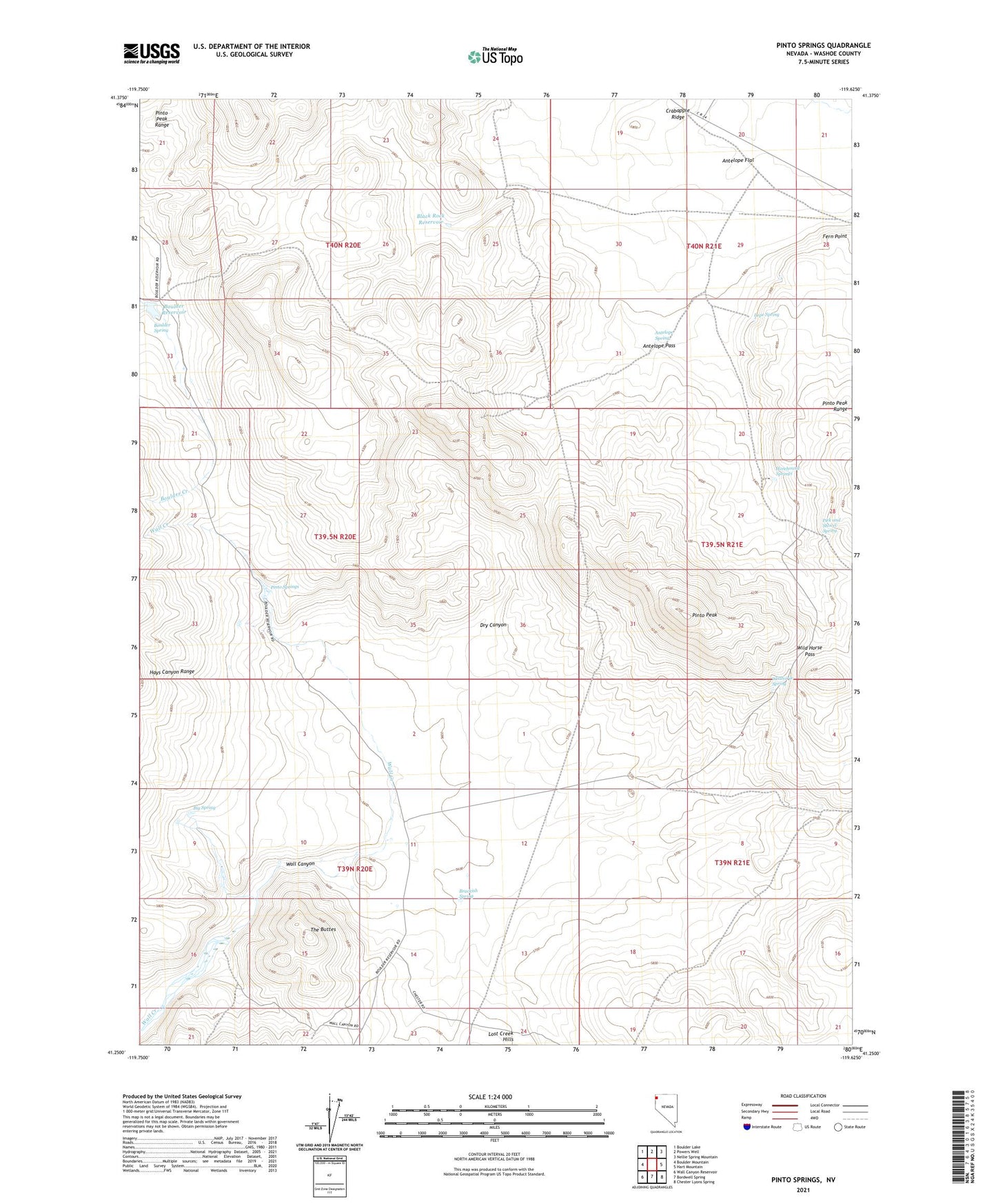 Pinto Springs Nevada US Topo Map Image