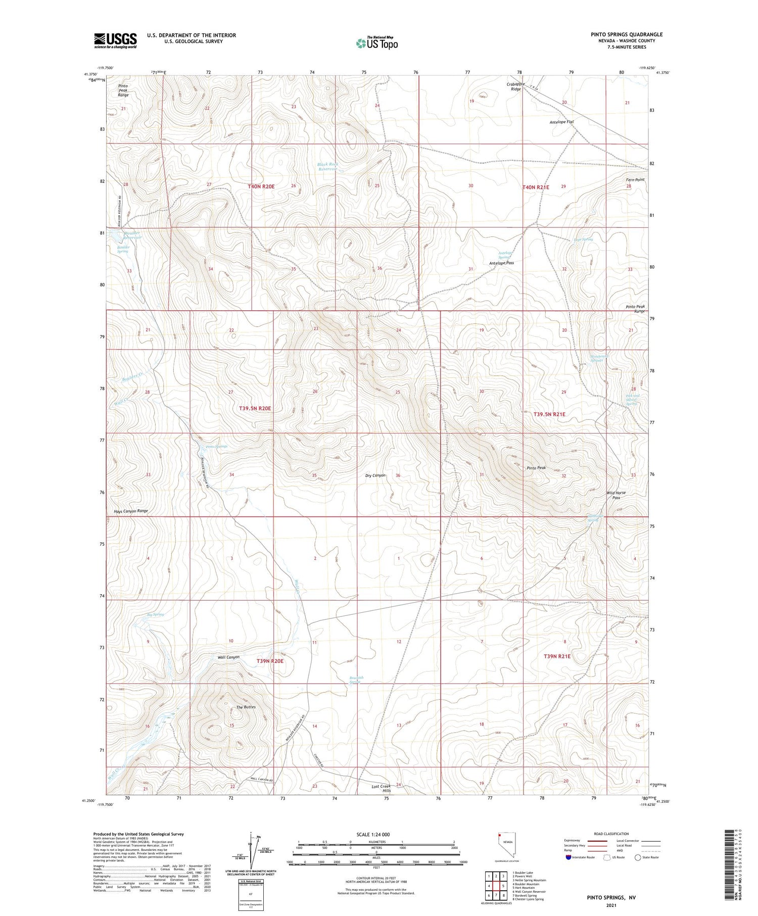 Pinto Springs Nevada US Topo Map Image