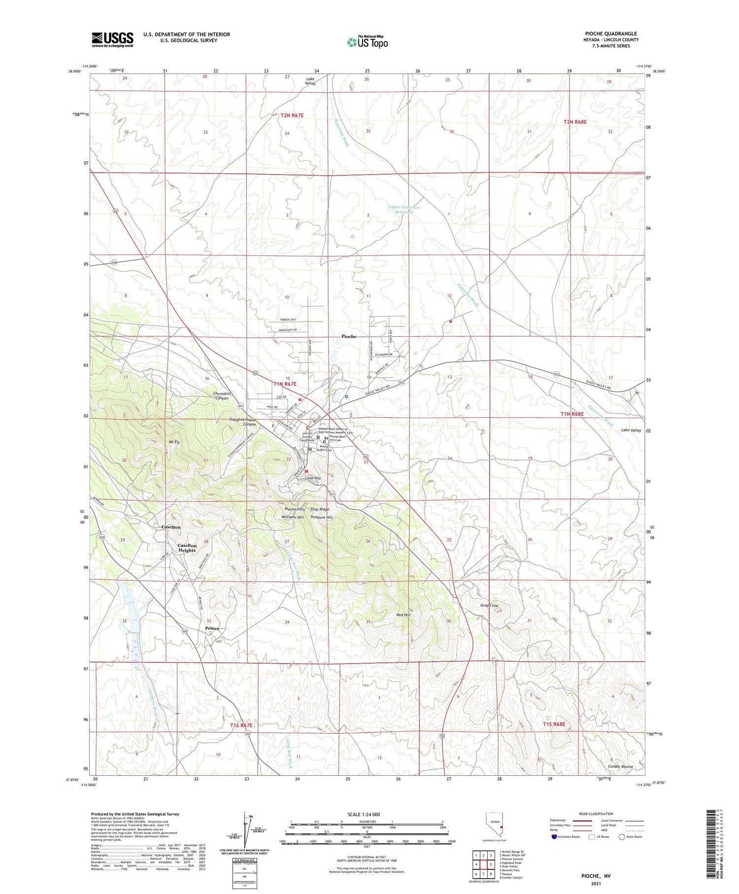 Pioche Nevada US Topo Map Image
