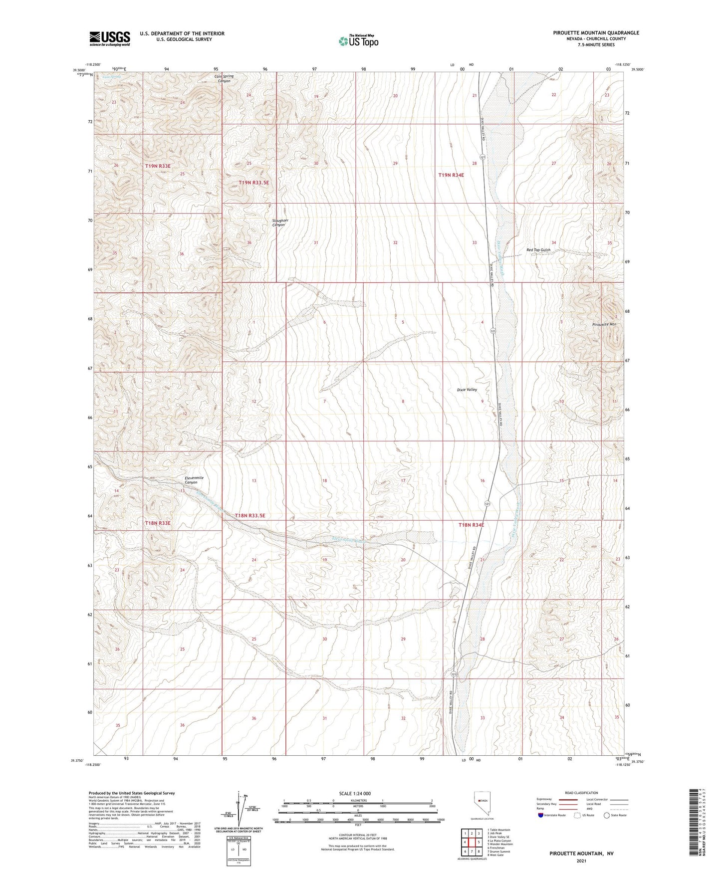 Pirouette Mountain Nevada US Topo Map Image