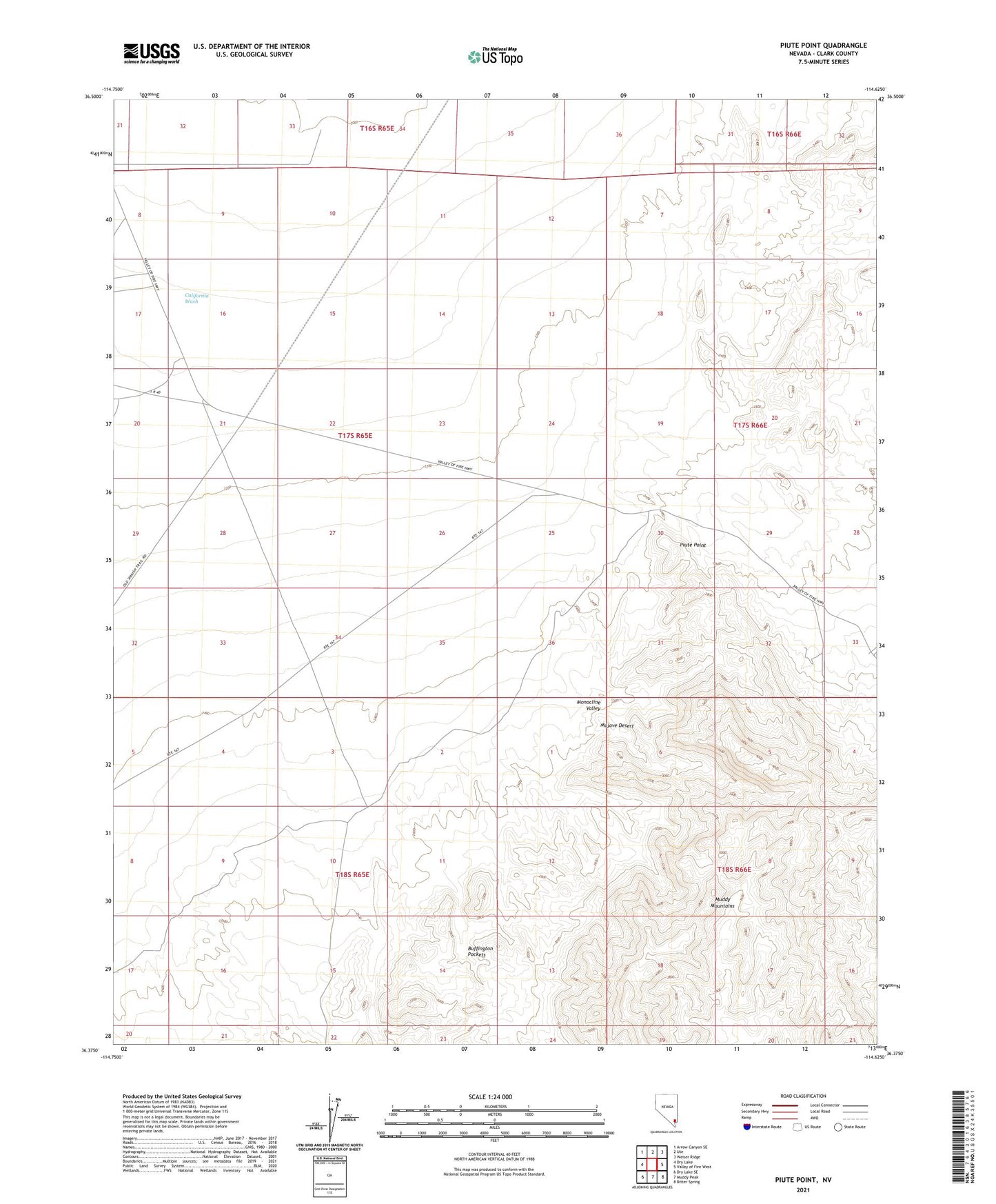 Piute Point Nevada US Topo Map Image