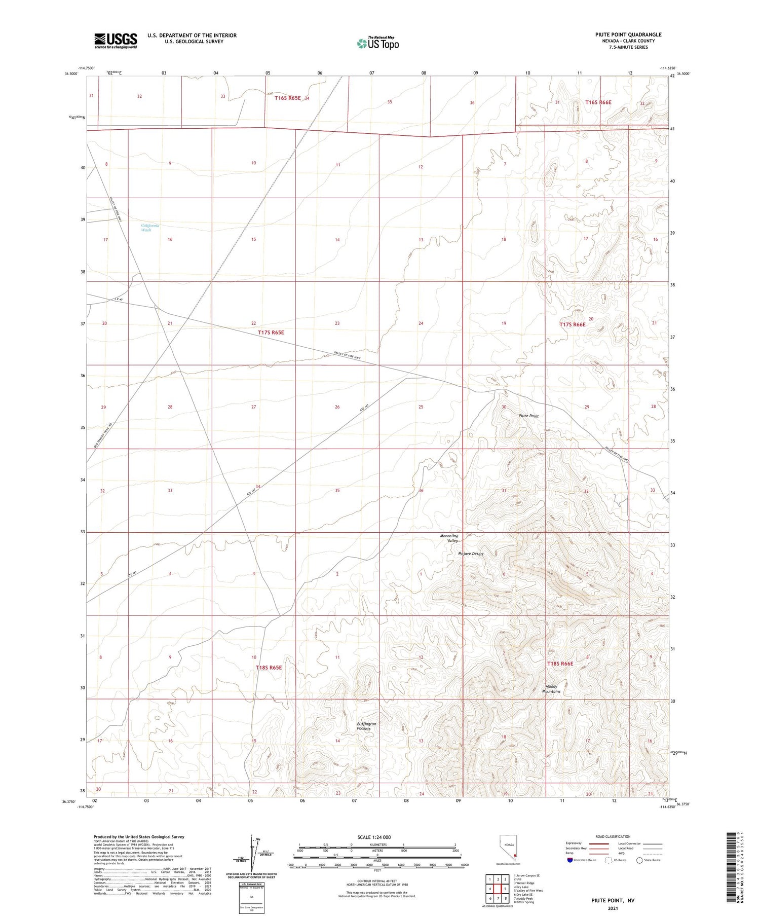 Piute Point Nevada US Topo Map Image
