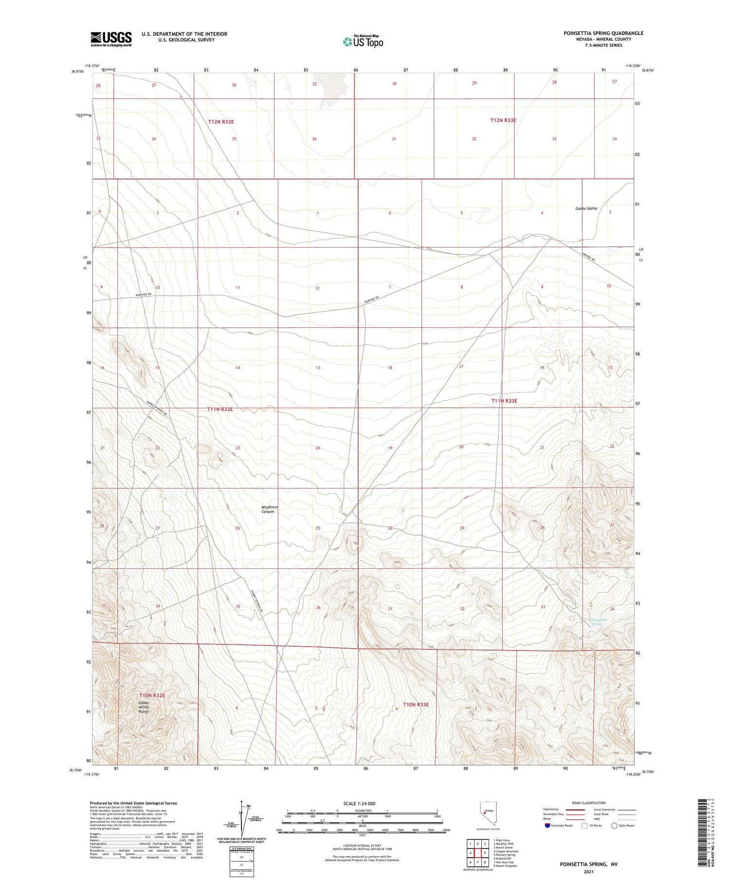 Poinsettia Spring Nevada US Topo Map Image