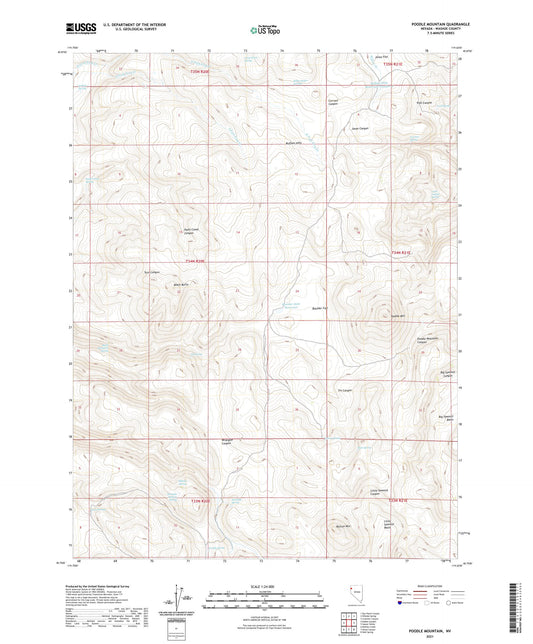 Poodle Mountain Nevada US Topo Map Image