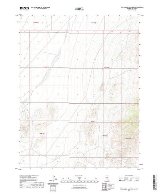 Portuguese Mountain NW Nevada US Topo Map Image