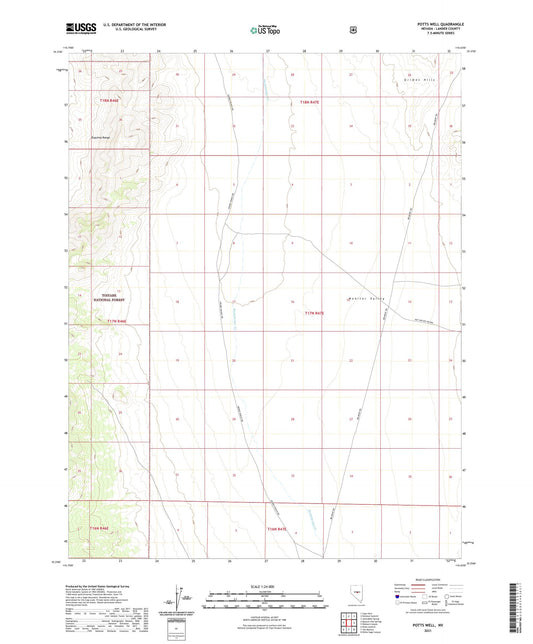 Potts Well Nevada US Topo Map Image