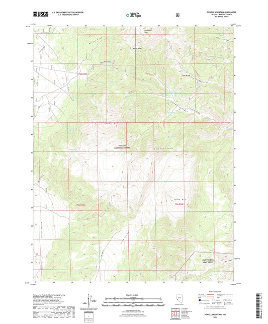 Powell Mountain Nevada US Topo Map Image