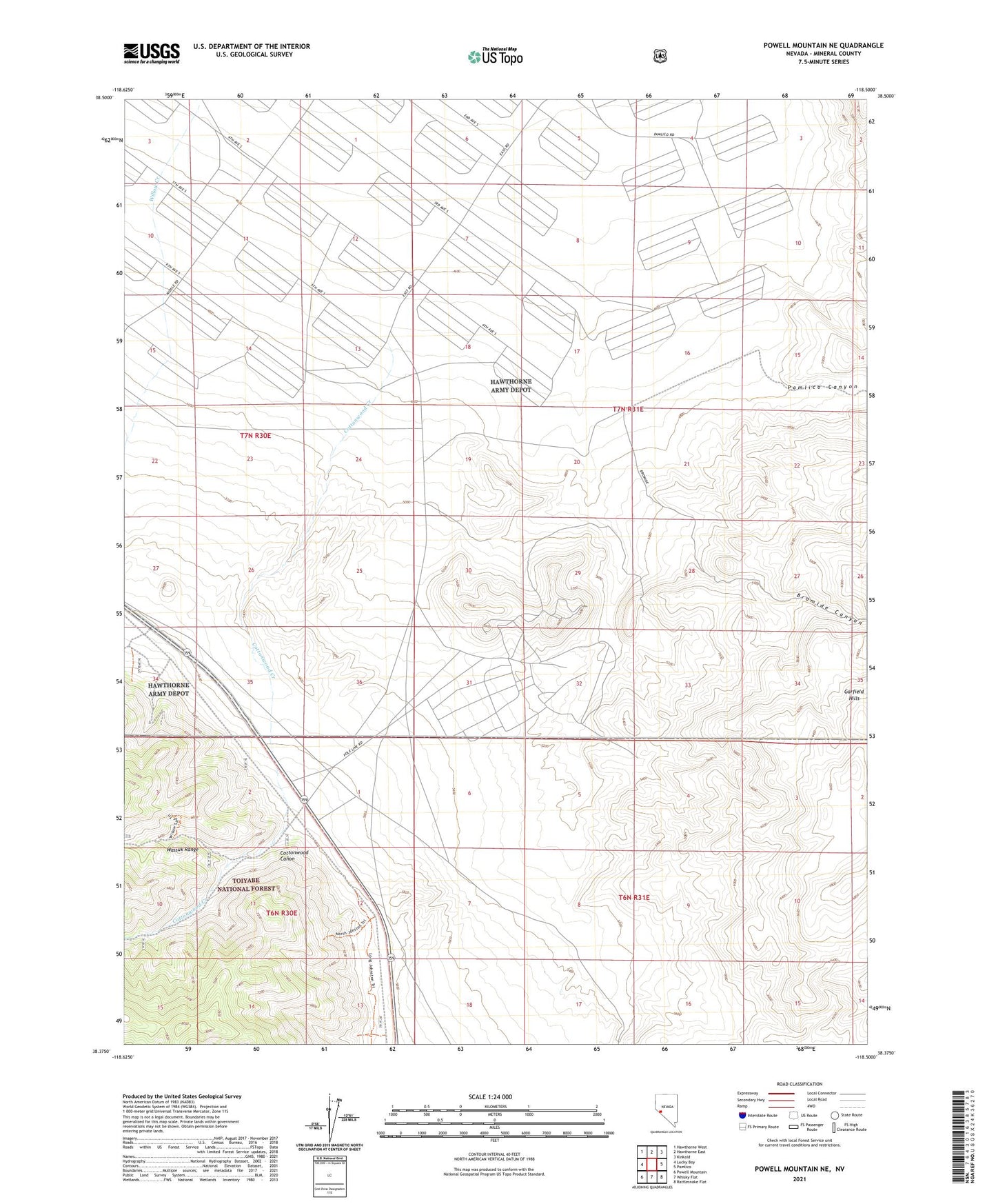 Powell Mountain NE Nevada US Topo Map Image