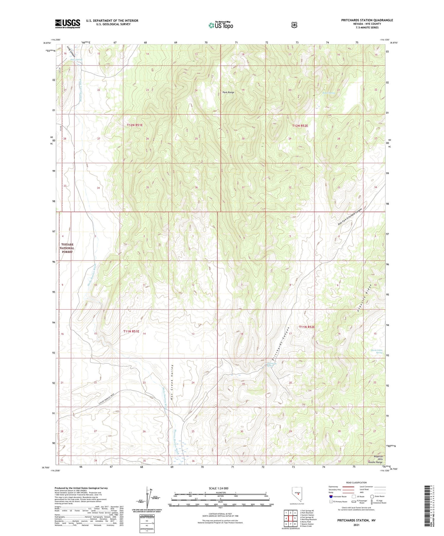 Pritchards Station Nevada US Topo Map Image
