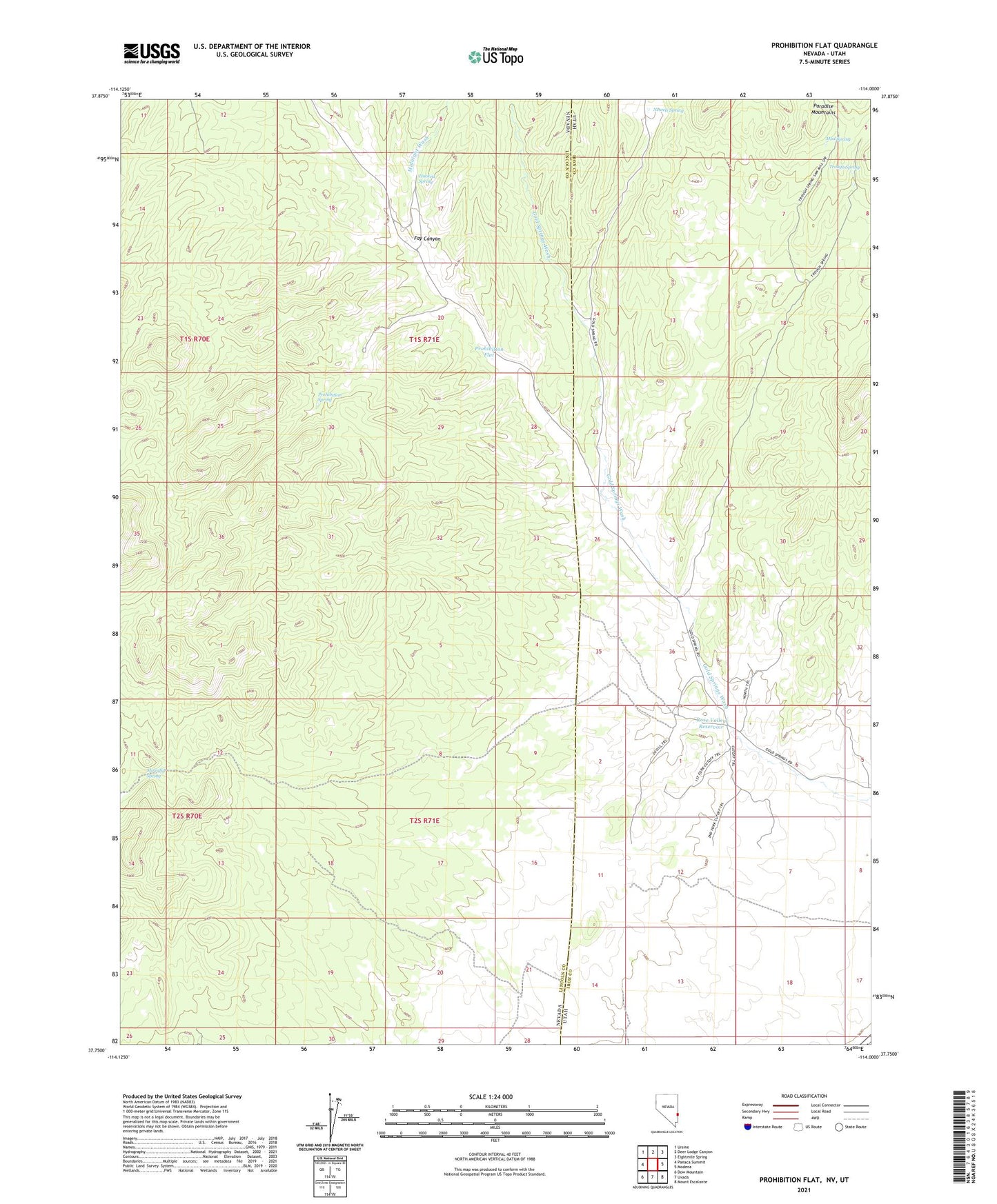 Prohibition Flat Nevada US Topo Map Image