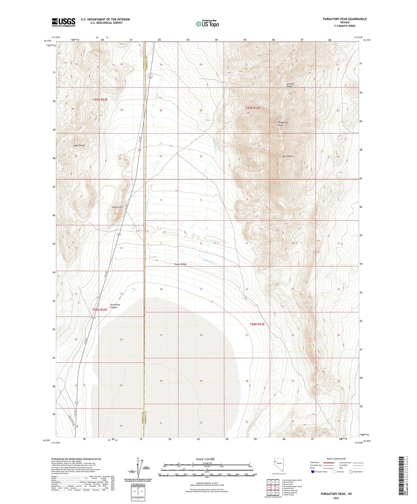 Purgatory Peak Nevada US Topo Map Image